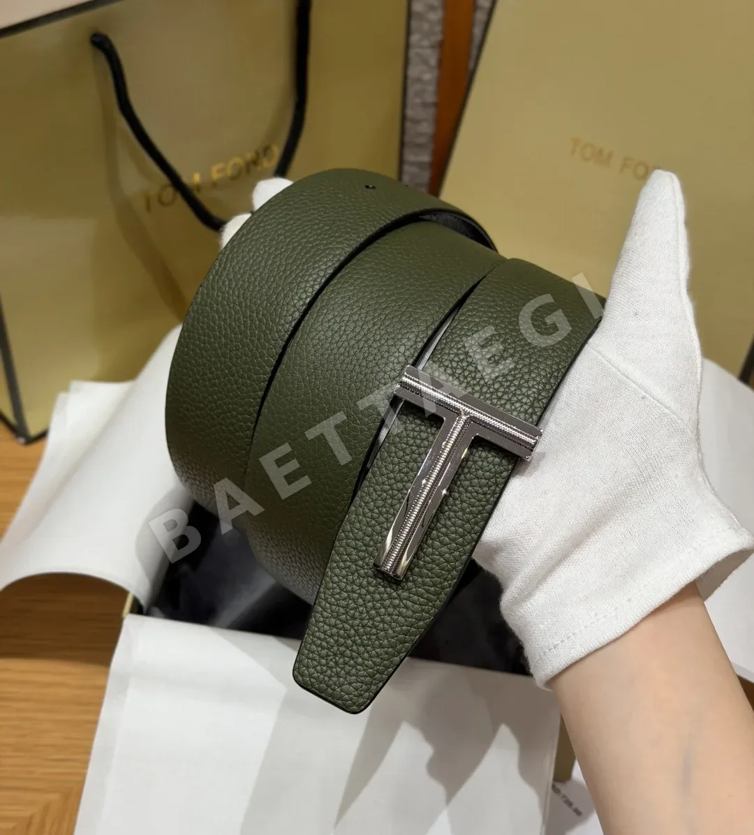 톰포드 T 버클 그레인 카프스킨 벨트 38mm 상세 이미지 6