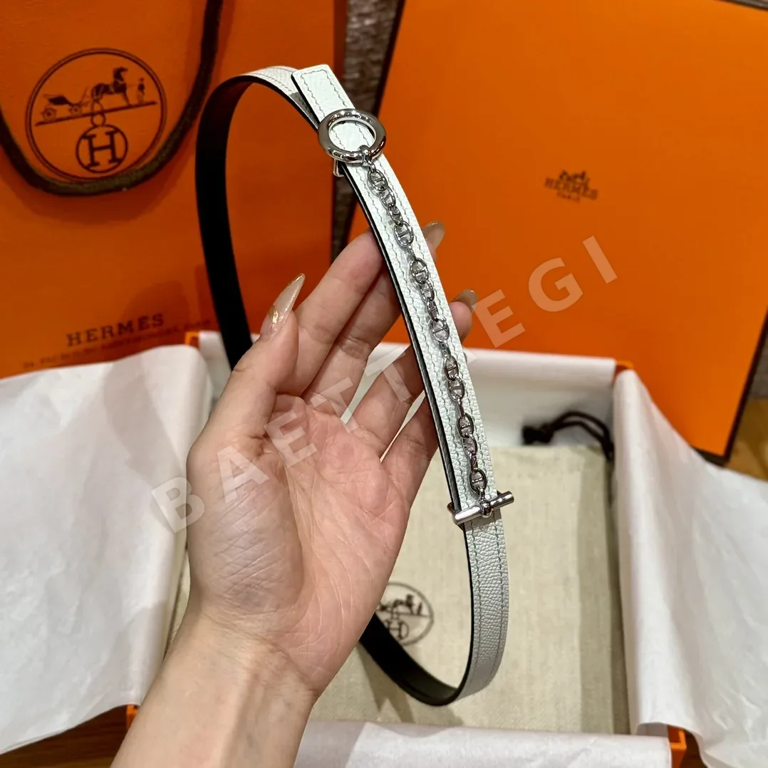 에르메스 팔라듐 도금 체인 버클 가죽 벨트 상세 이미지 3