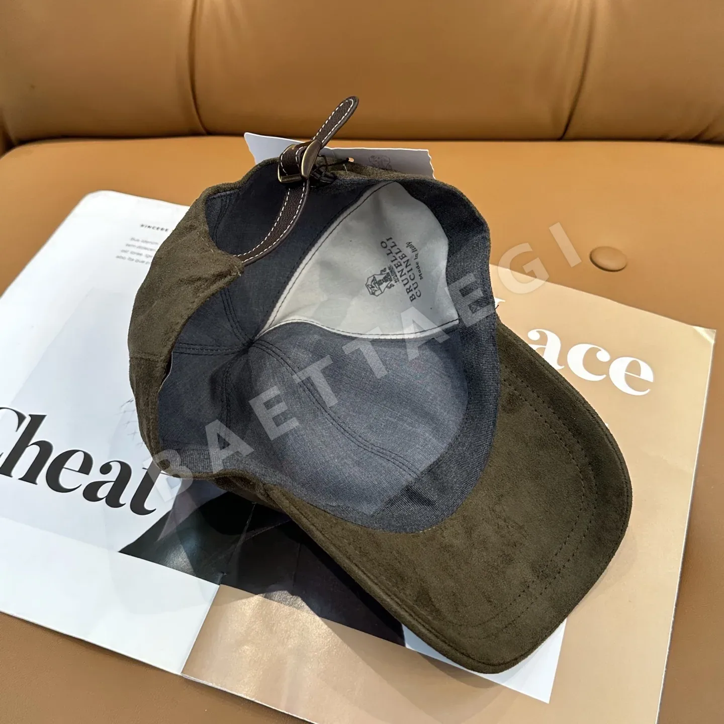 브루넬로쿠치넬리 가죽 스웨이드 베이스볼 캡 상세 이미지 4