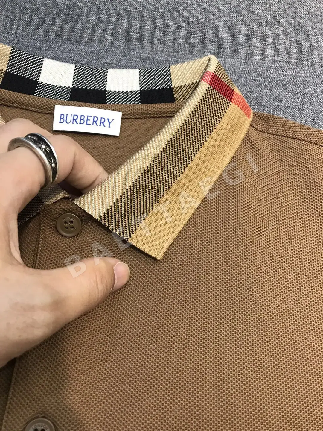 버버리 메시 피케 카라 남성 반팔 셔츠 상세 이미지 6