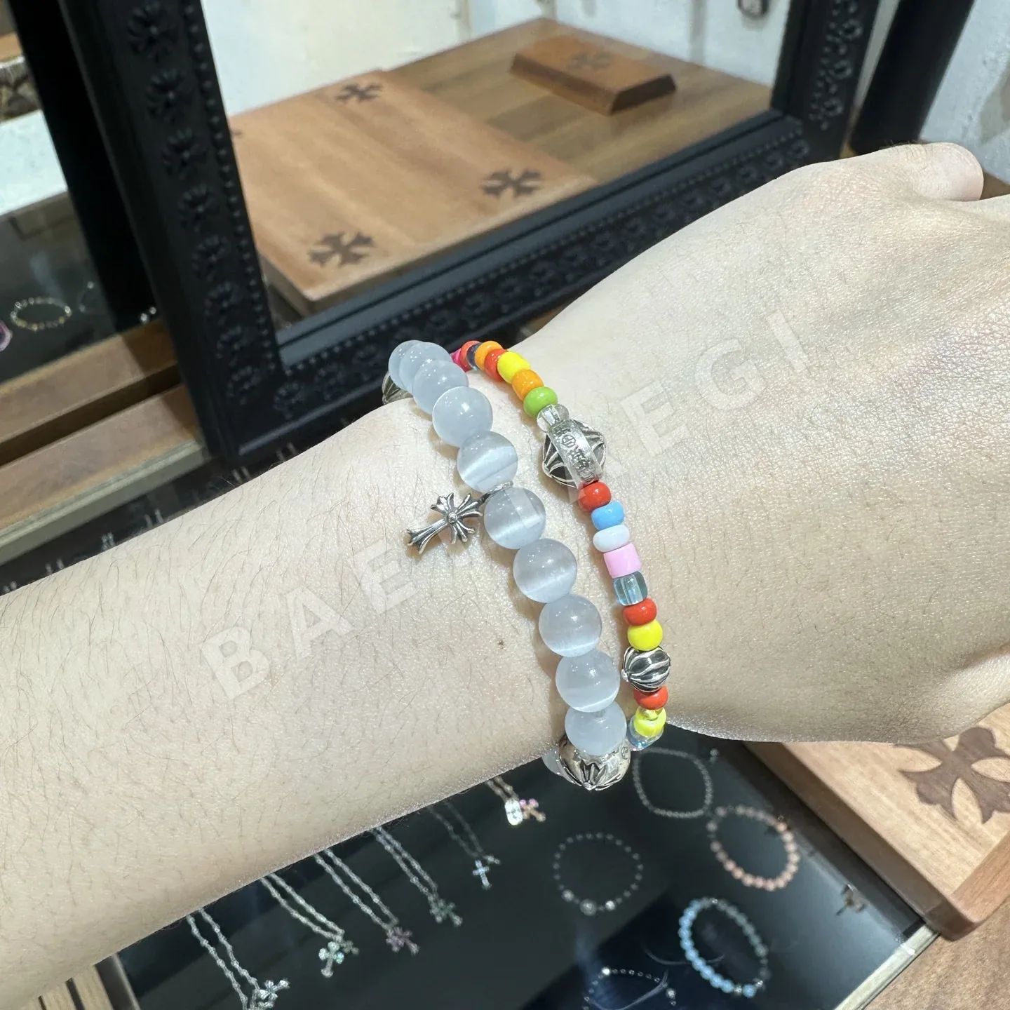 크롬하츠 멀티컬러 실버 유리 비즈 팔찌 상세 이미지 11