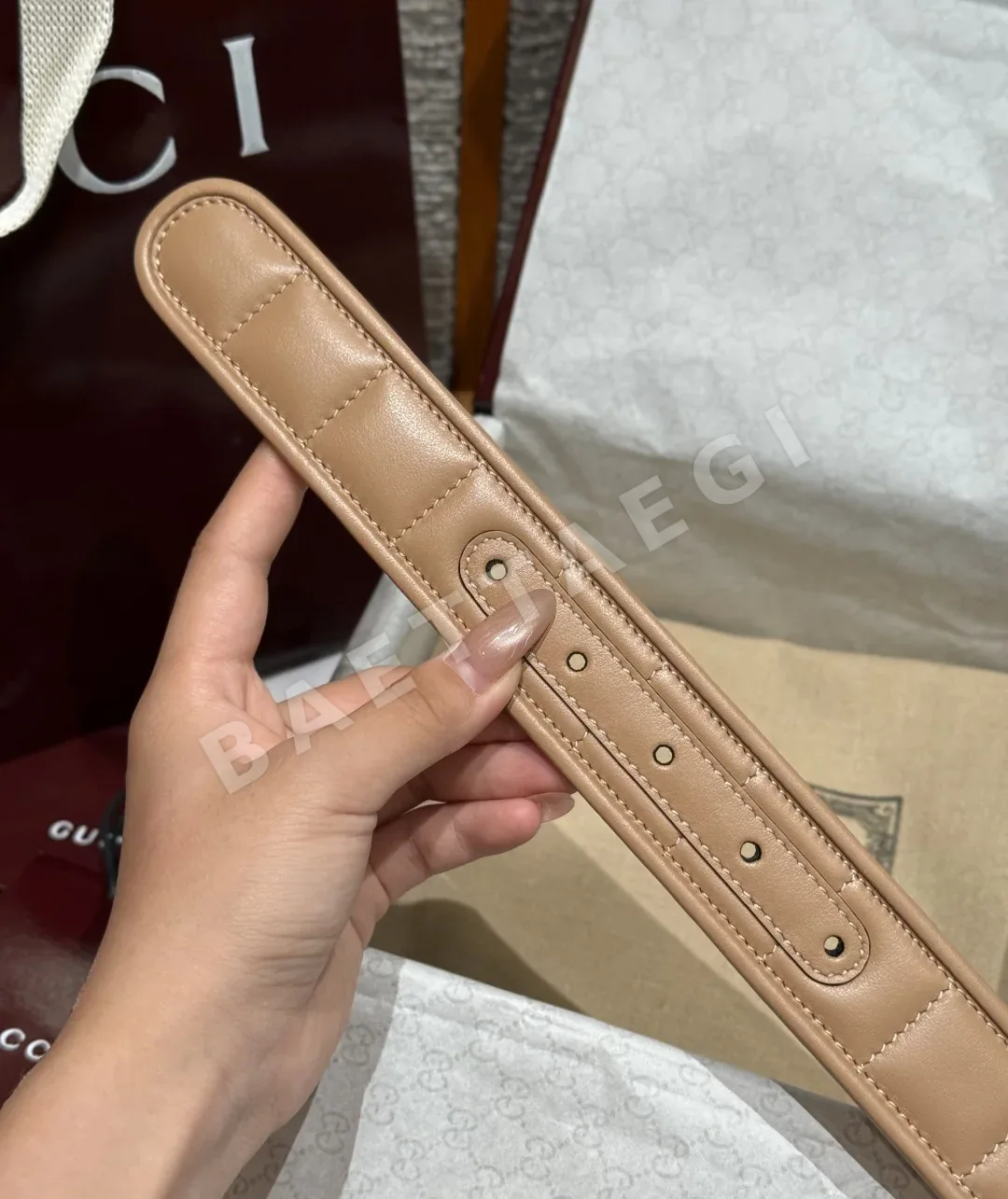 구찌 GG 마몬트 퀼팅 가죽 벨트 35mm 상세 이미지 8
