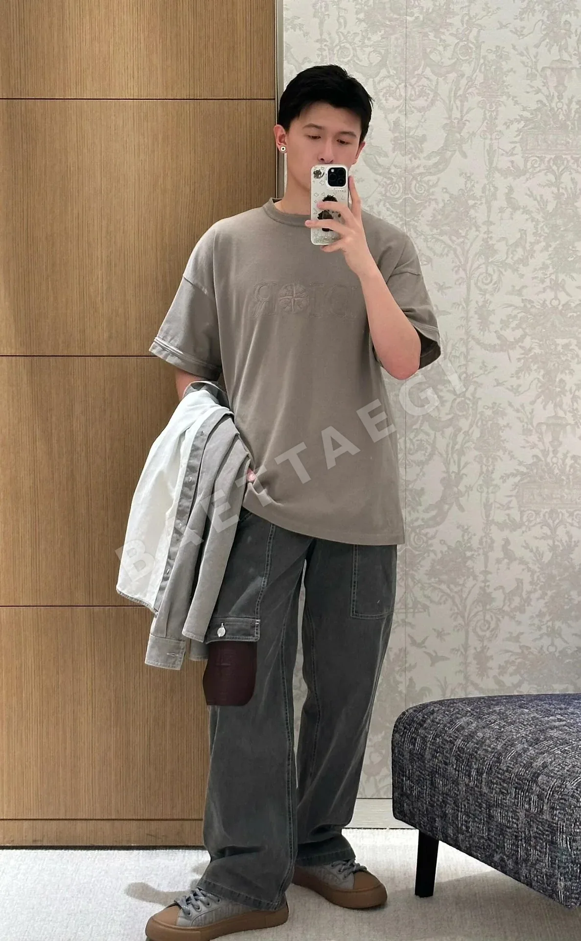 스톤아일랜드 컬러 블록 가죽 카고 바지 상세 이미지 9