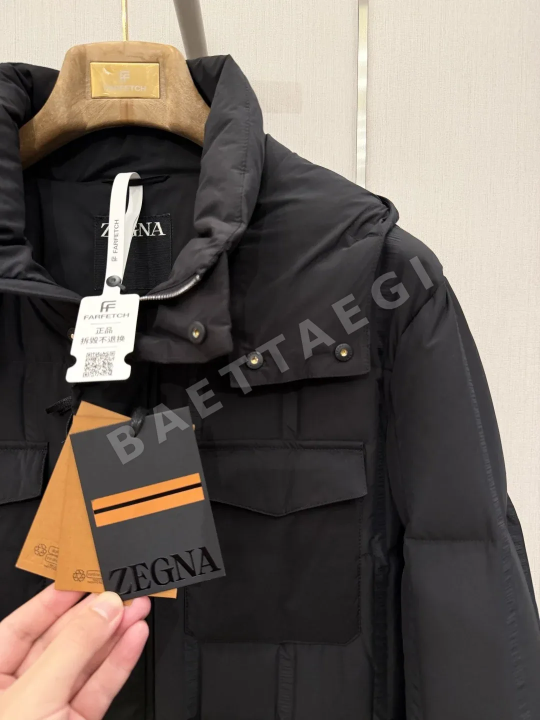 제냐 스탠드 카라 후드 탈착 패딩 점퍼 상세 이미지 7