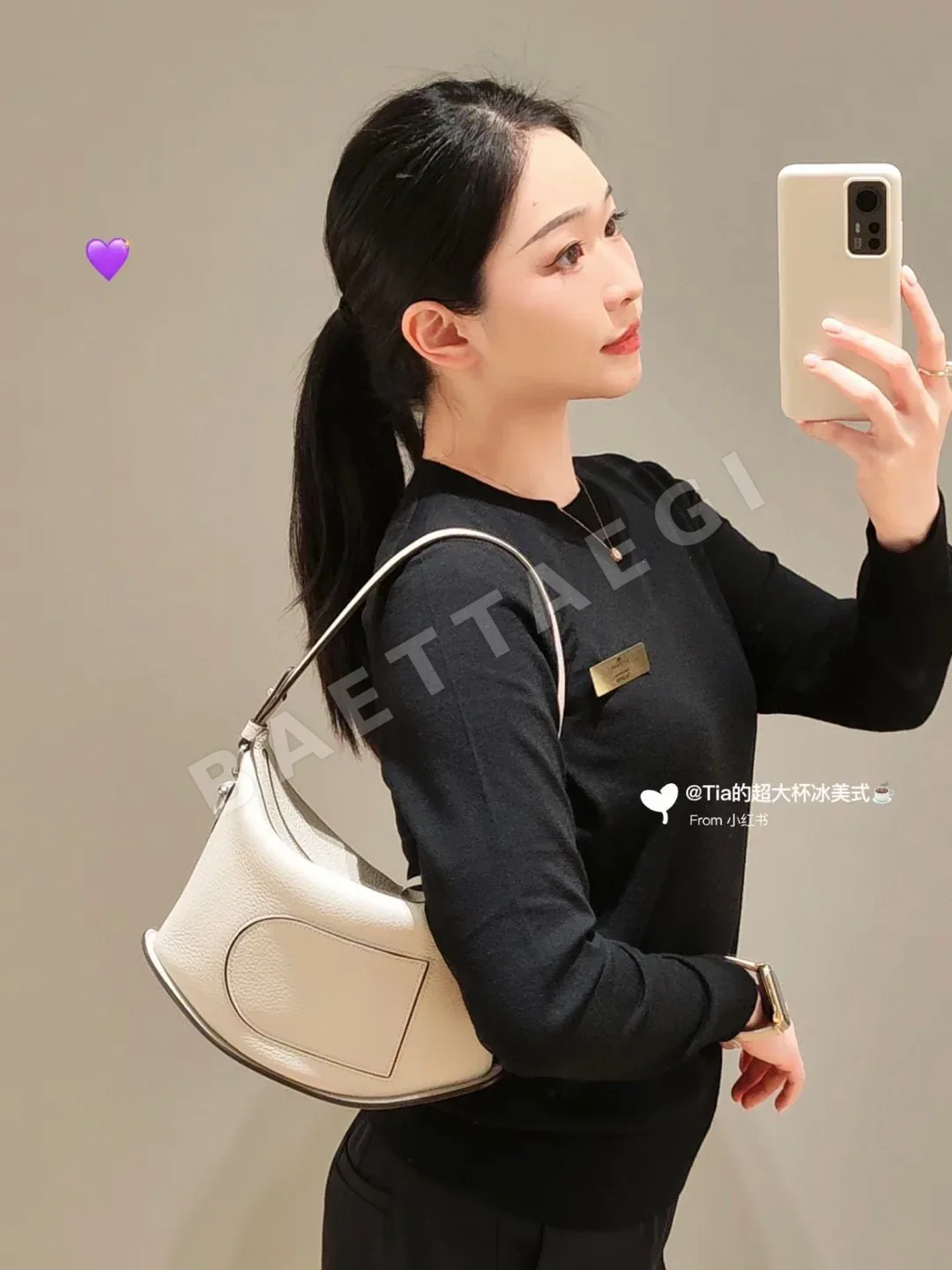 델보 핀 스윙 토리용 소프트 그레인 카프스킨 숄더백 상세 이미지 8