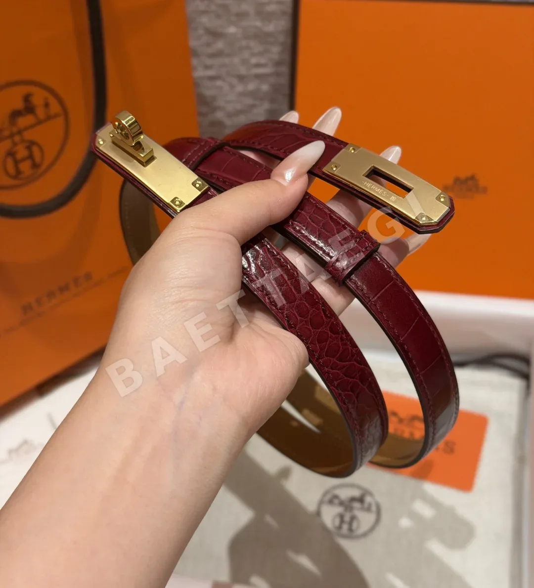 에르메스 켈리 버클 크로커다일 에펨 벨트 18mm 상세 이미지 2