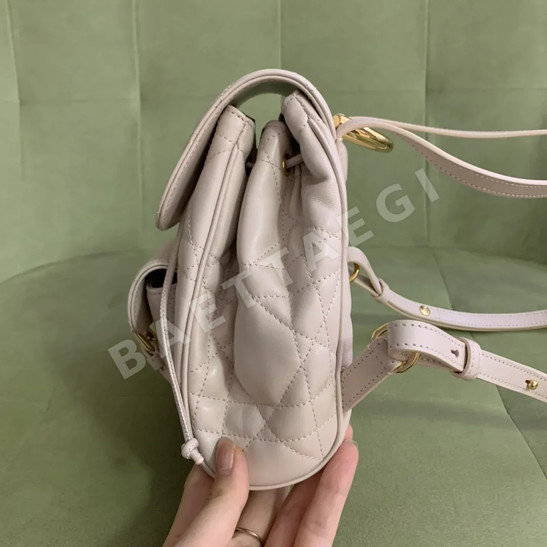 디올 카로 램스킨 백팩 스몰 핑크 상세 이미지 3