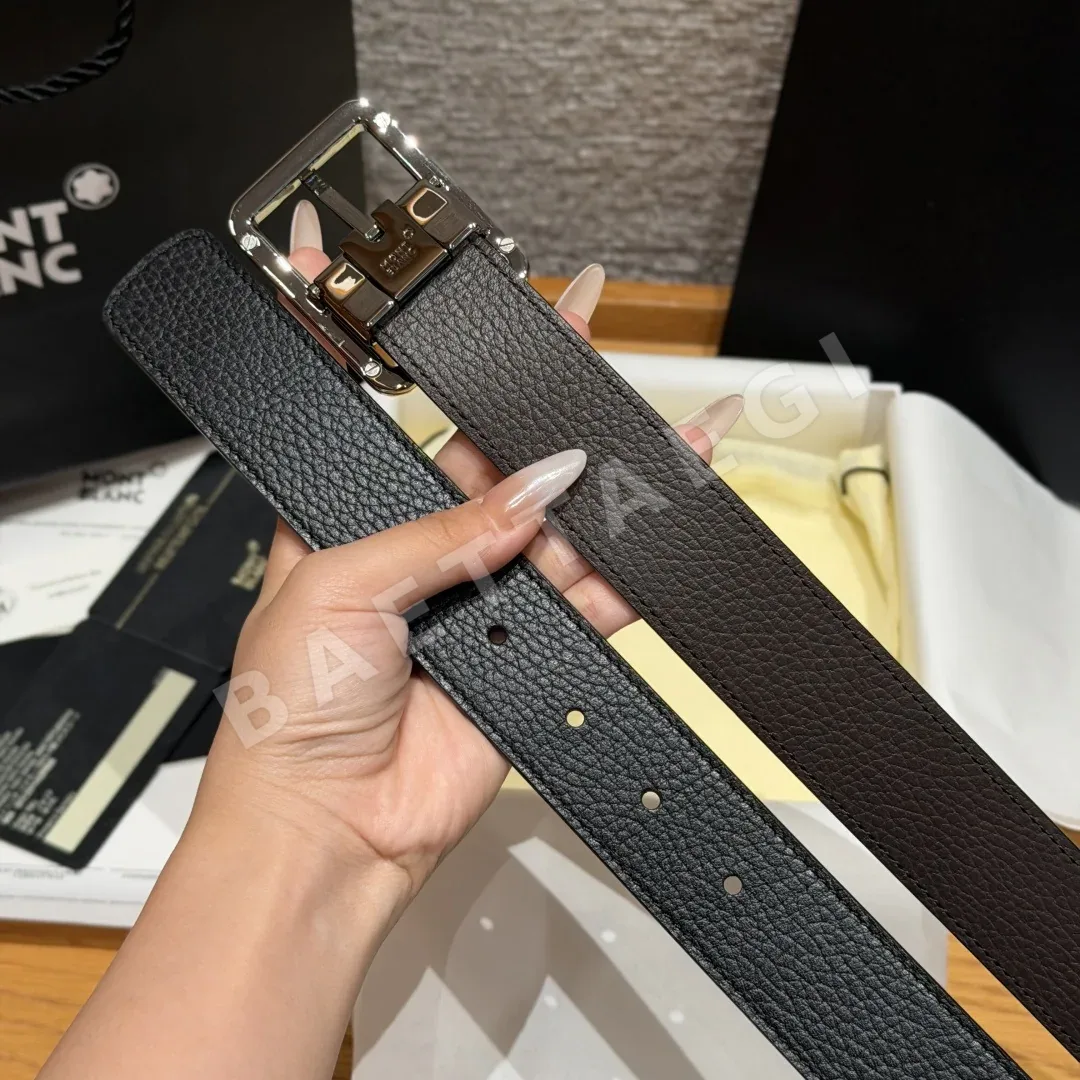몽블랑 팔라듐 마감 양면 버클 가죽 벨트 상세 이미지 8