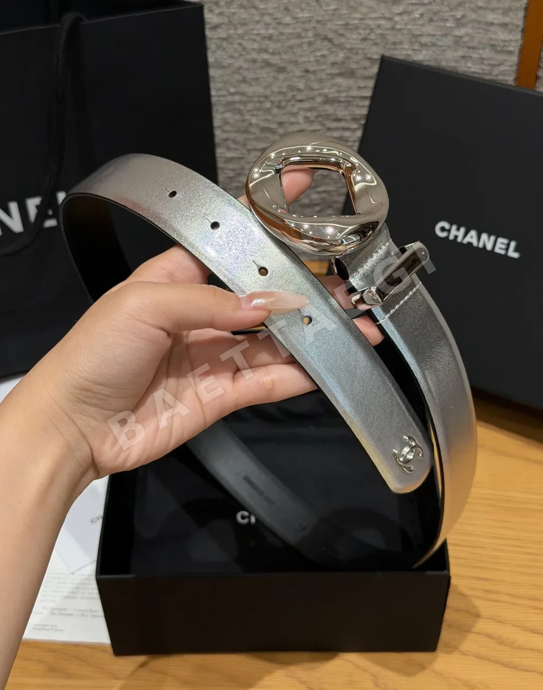 샤넬 가죽 더블 C 로고 벨트 30mm 상세 이미지 4
