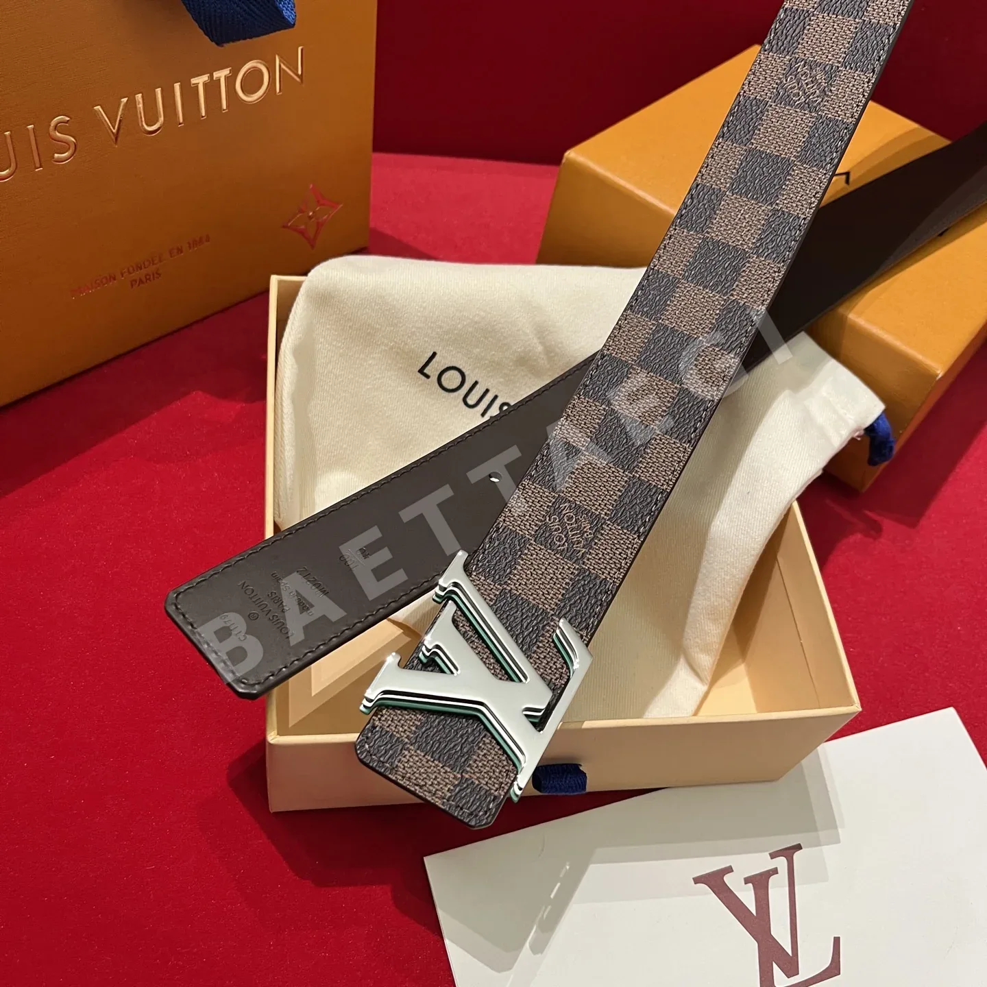 루이비통 LV 옵티컬 버클 캔버스 벨트 57522
