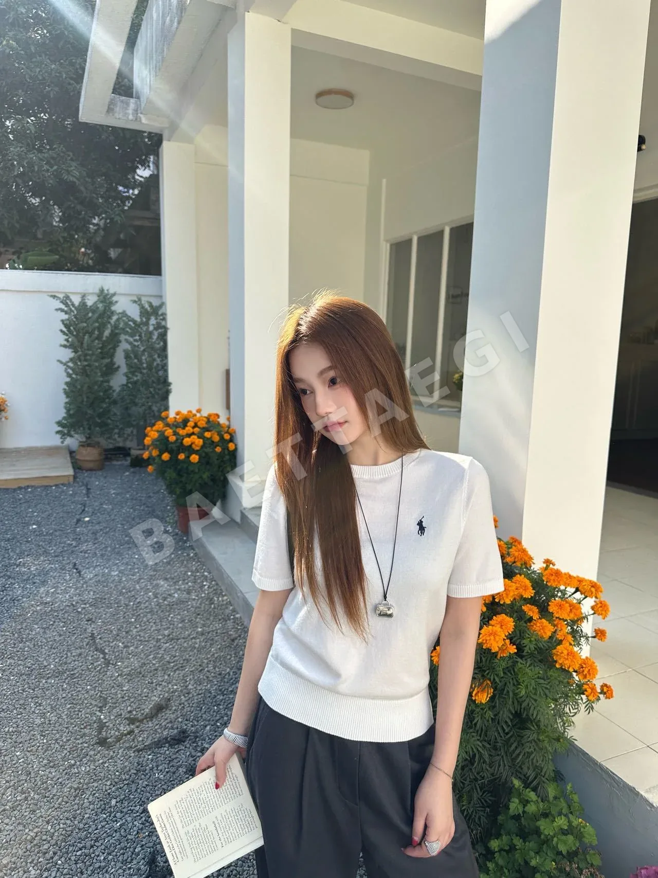 폴로 여성 니트 반팔 티셔츠 상세 이미지 10