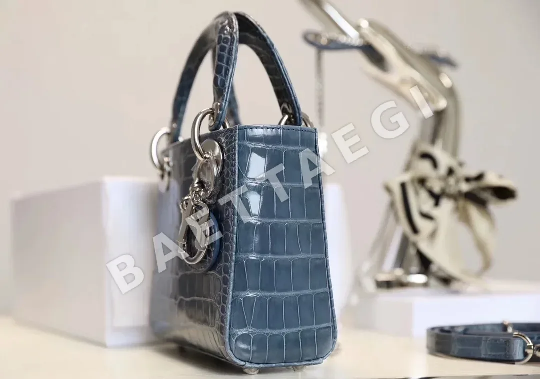 디올 미니 레이디 데님 악어가죽 가방 상세 이미지 4