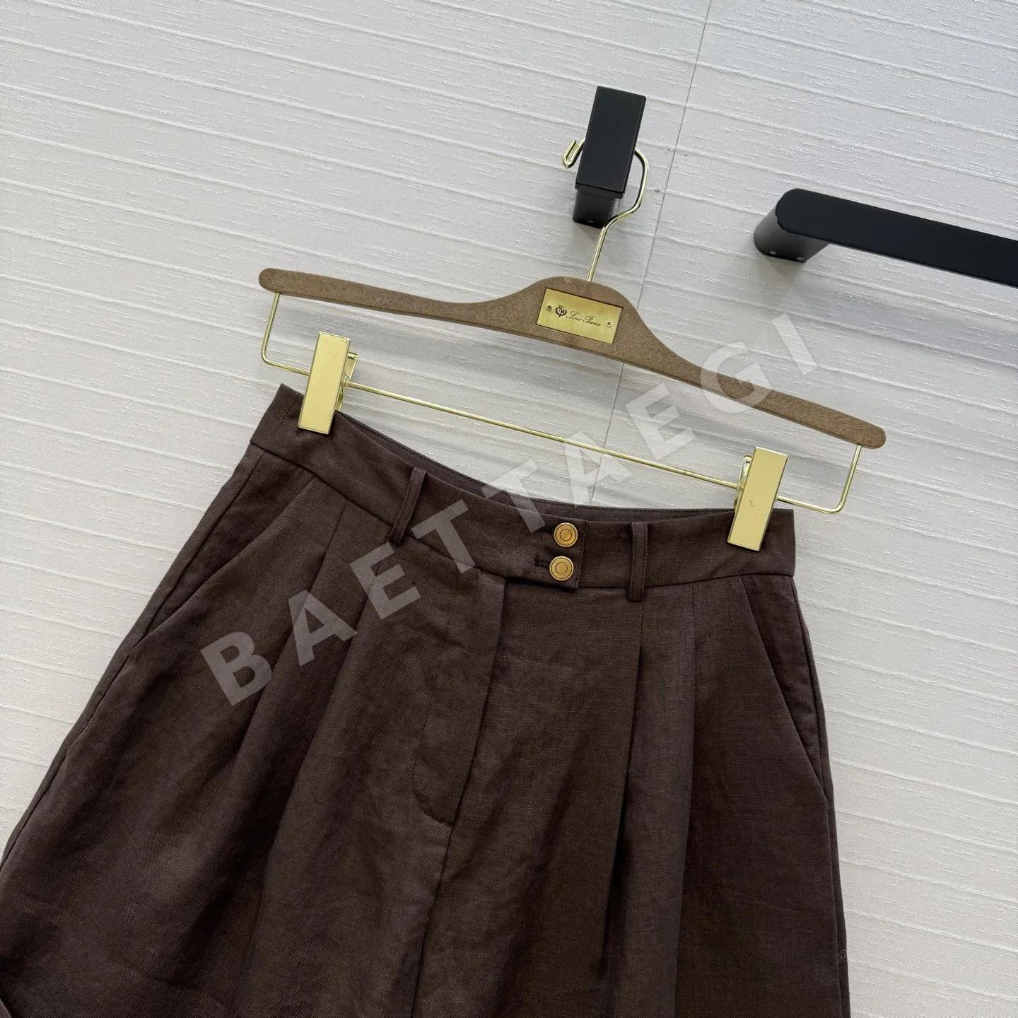로로피아나 린넨 와이드 스트레이트 레그 여성 바지 상세 이미지 2