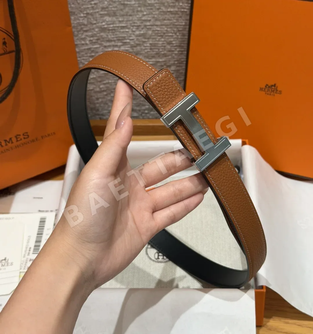 에르메스 H 버클 리버시블 가죽 벨트 상세 이미지 3