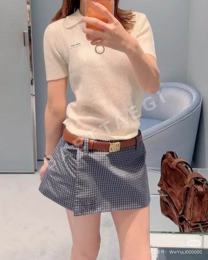 미우미우 여성 반팔 캐시미어 상세 이미지 5