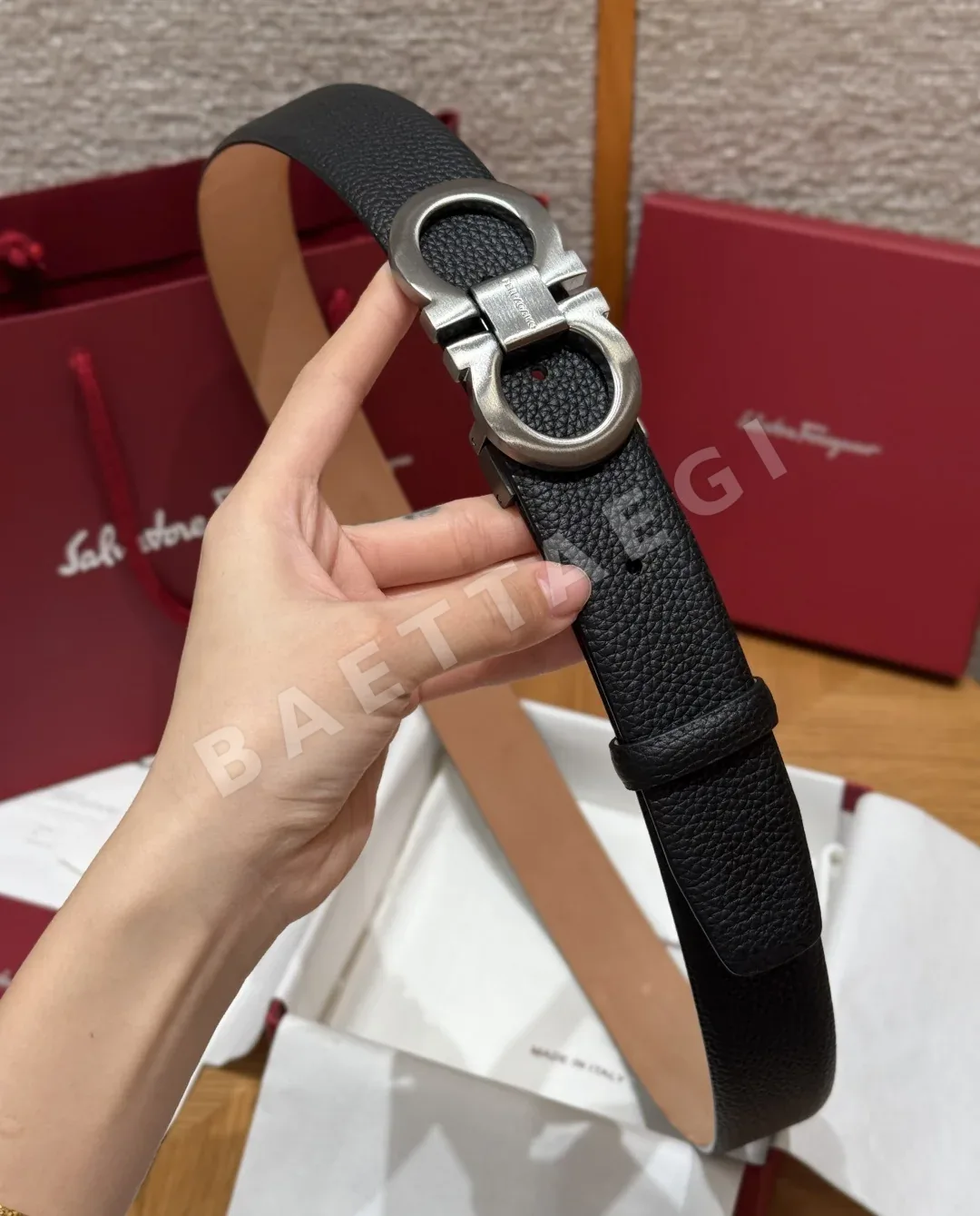 페레가모 간치니 양면 가죽 벨트 상세 이미지 3