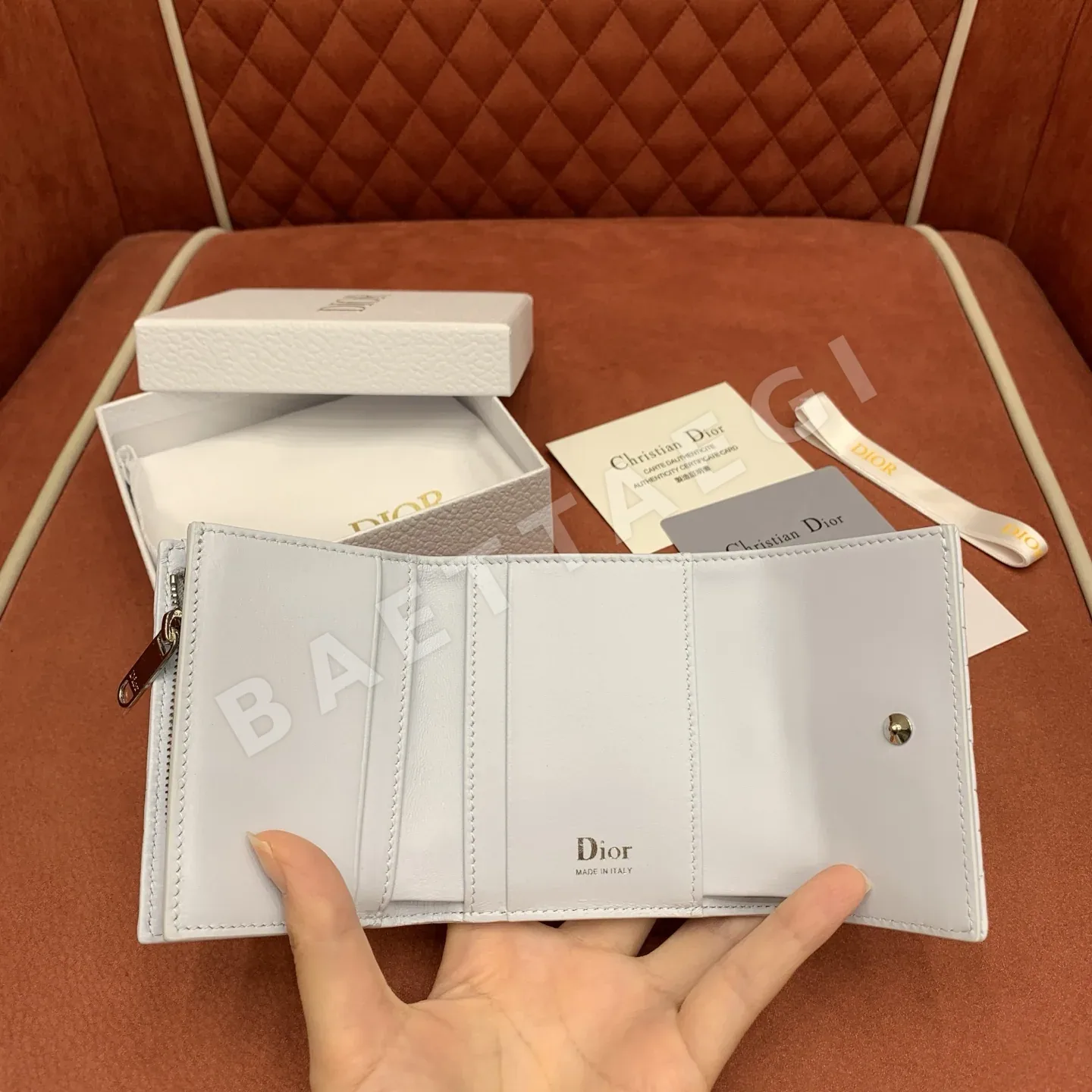 디올 리본 장식 램스킨 삼단 지갑 상세 이미지 7