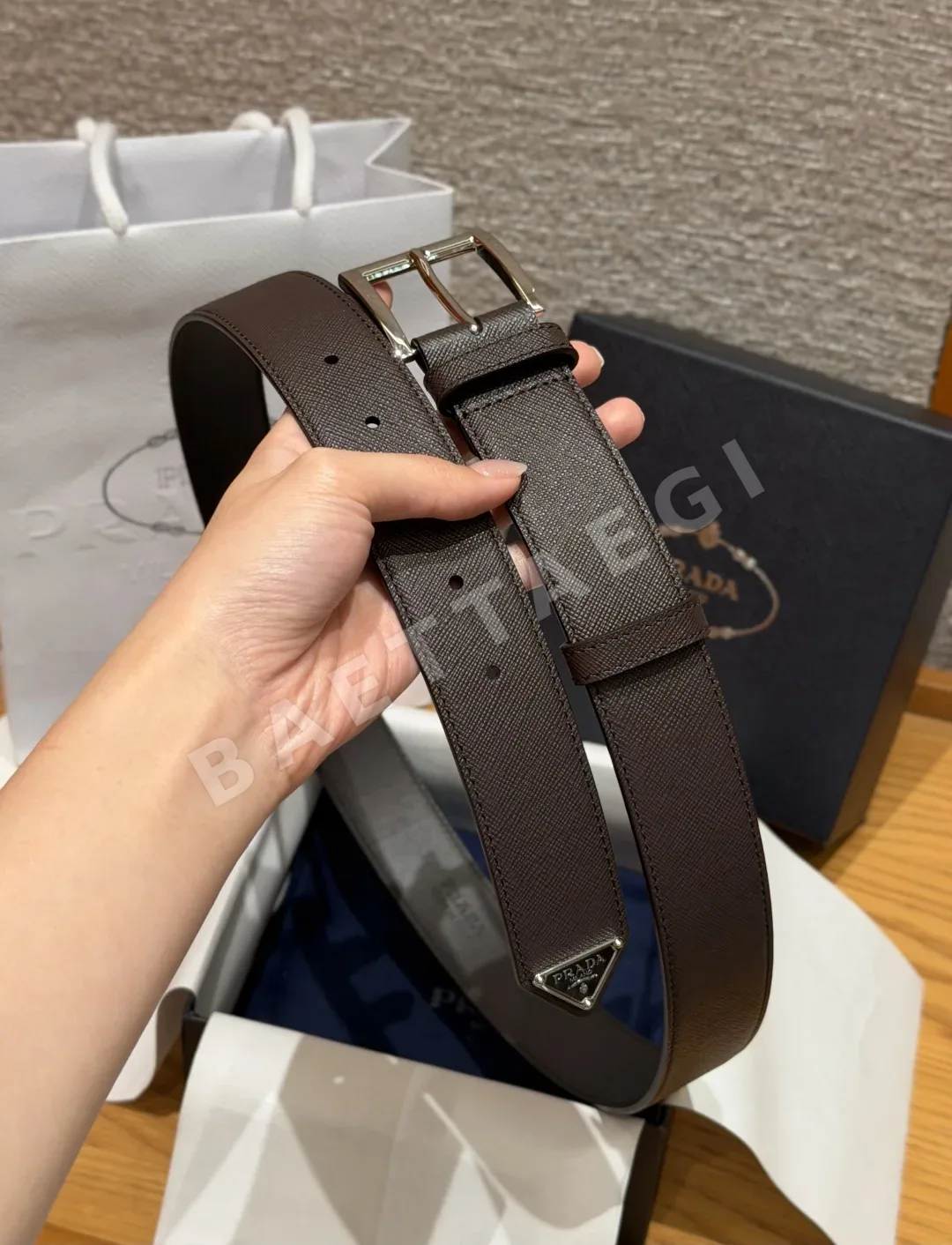 프라다 사피아노 가죽 남성 벨트 33mm 상세 이미지 4