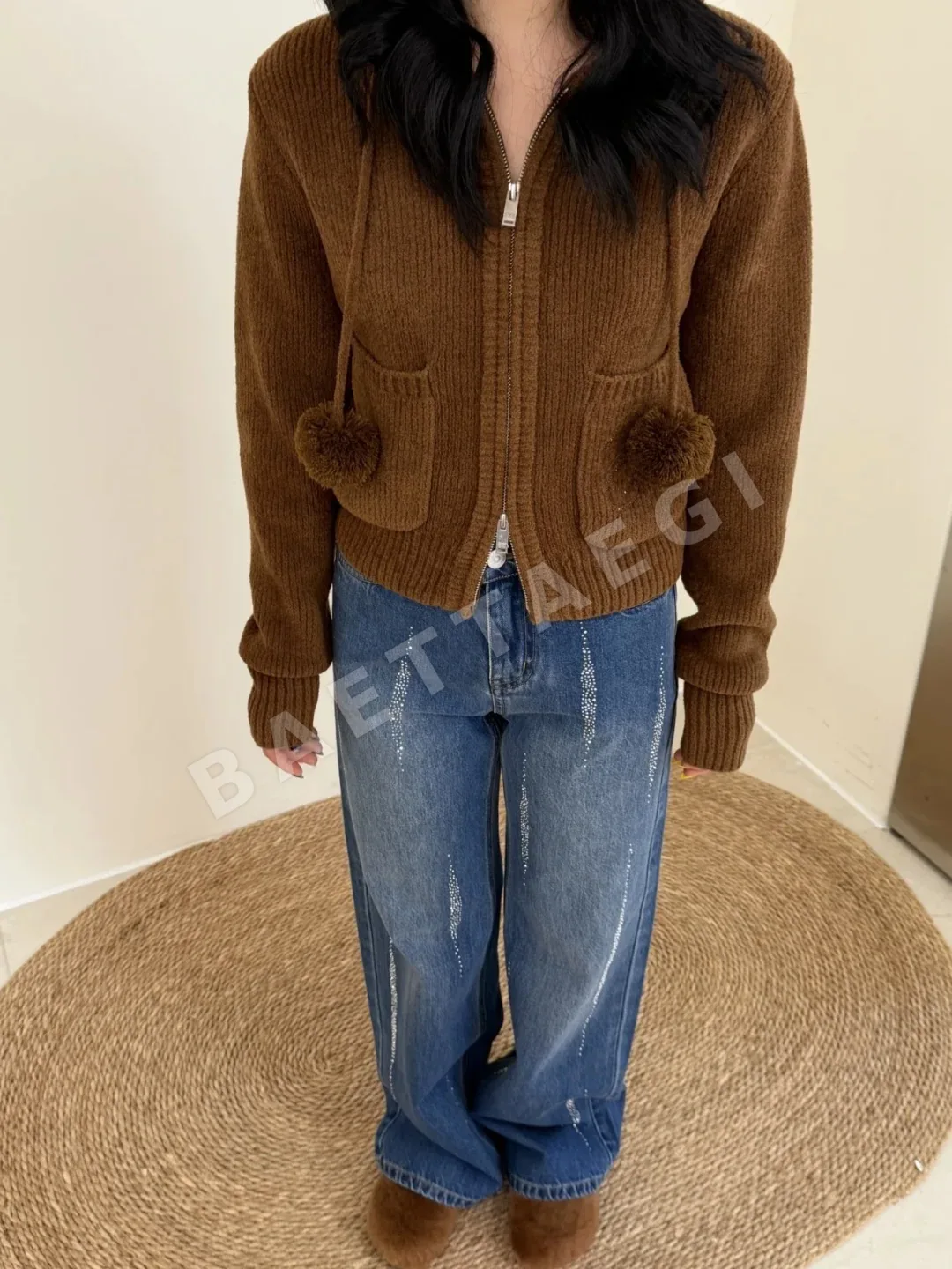 디올 갤럭시 라인스톤 와이드 레그 데님 바지 상세 이미지 9