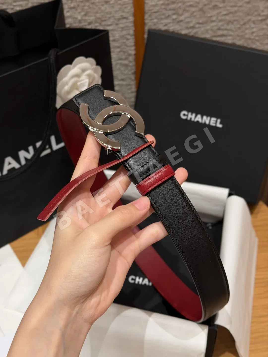 샤넬 더블 C 카프스킨 가죽 벨트 상세 이미지 4