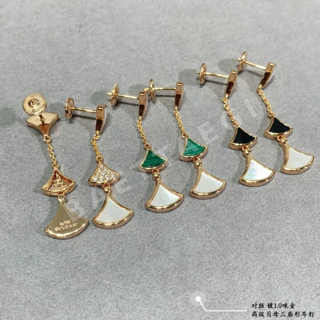 불가리 마더오브펄 3단 부채꼴 귀걸이 상세 이미지 8