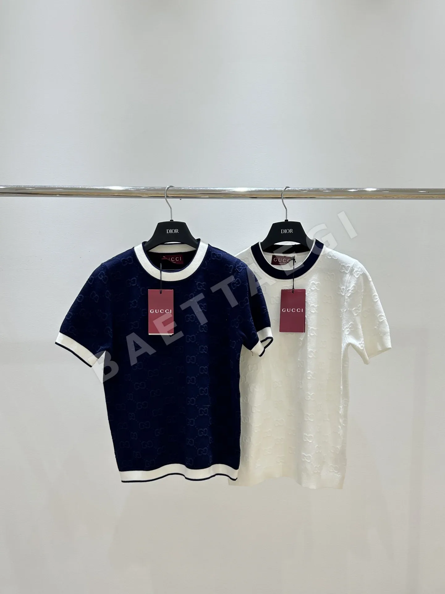 구찌 레터 자카드 크루넥 반팔 여성 티셔츠 91464