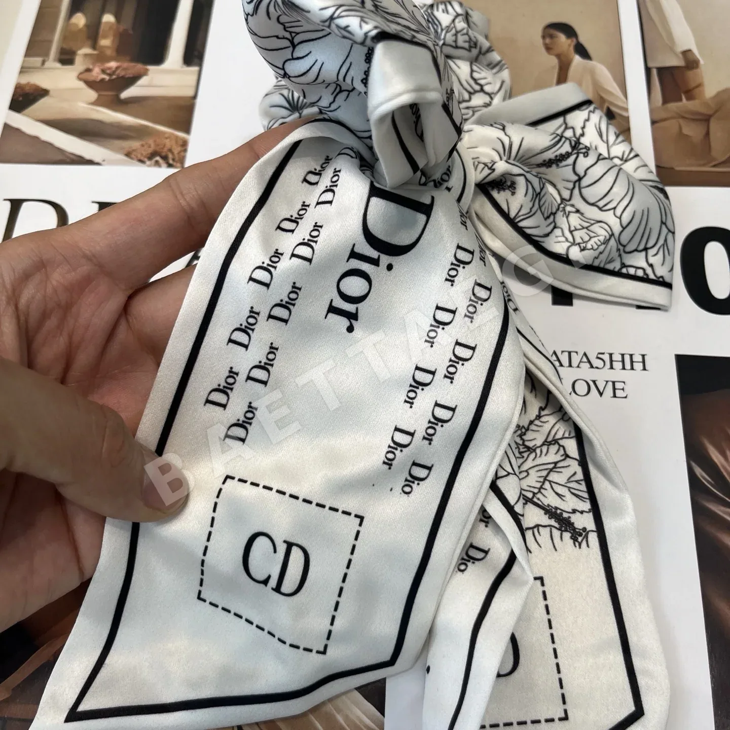 디올 CD 리본 헤어 타이 상세 이미지 7
