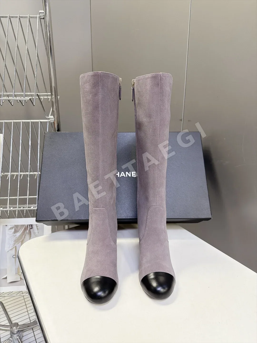 샤넬 부츠 가죽 청키 힐 170008