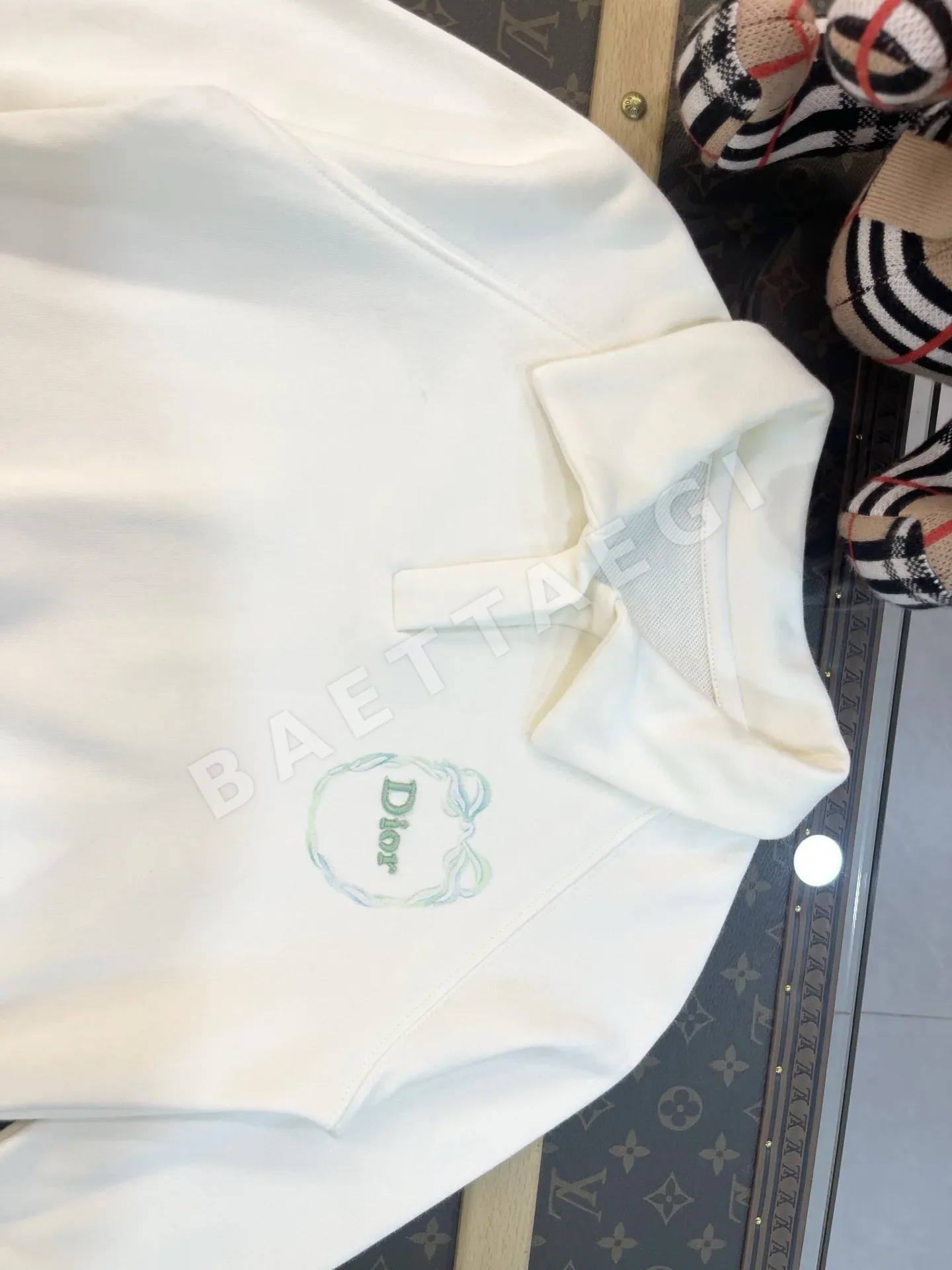 디올 키즈 프린트 자수 코튼 스웨트셔츠 세트 베이지 380G 상세 이미지 3