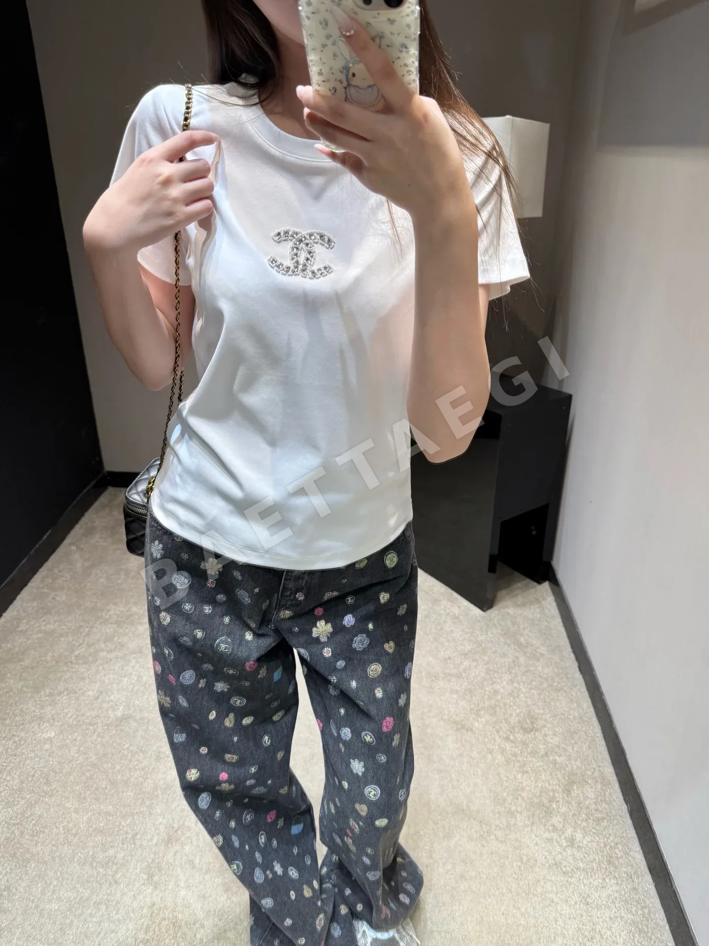 샤넬 더블 C 비즈 크루넥 반팔 티셔츠 상세 이미지 2