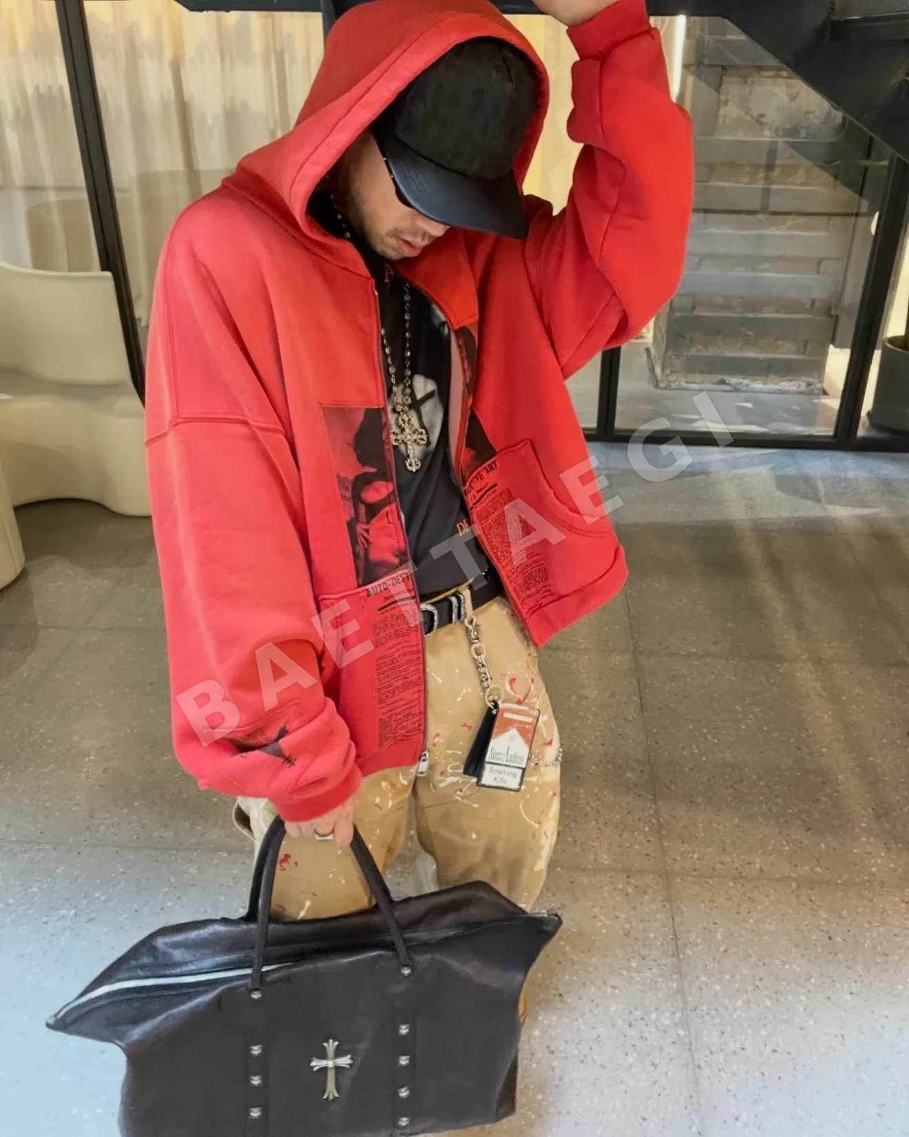 크롬하츠 블랙 크로스 링 트래블 토트백 상세 이미지 12