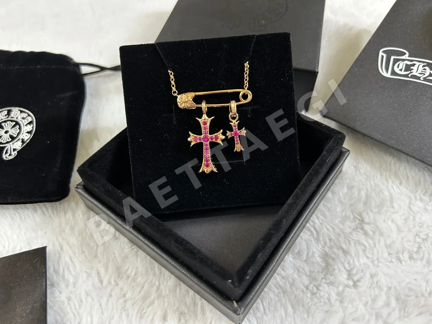 크롬하츠 더블크로스 핑크다이아몬드 목걸이 상세 이미지 6