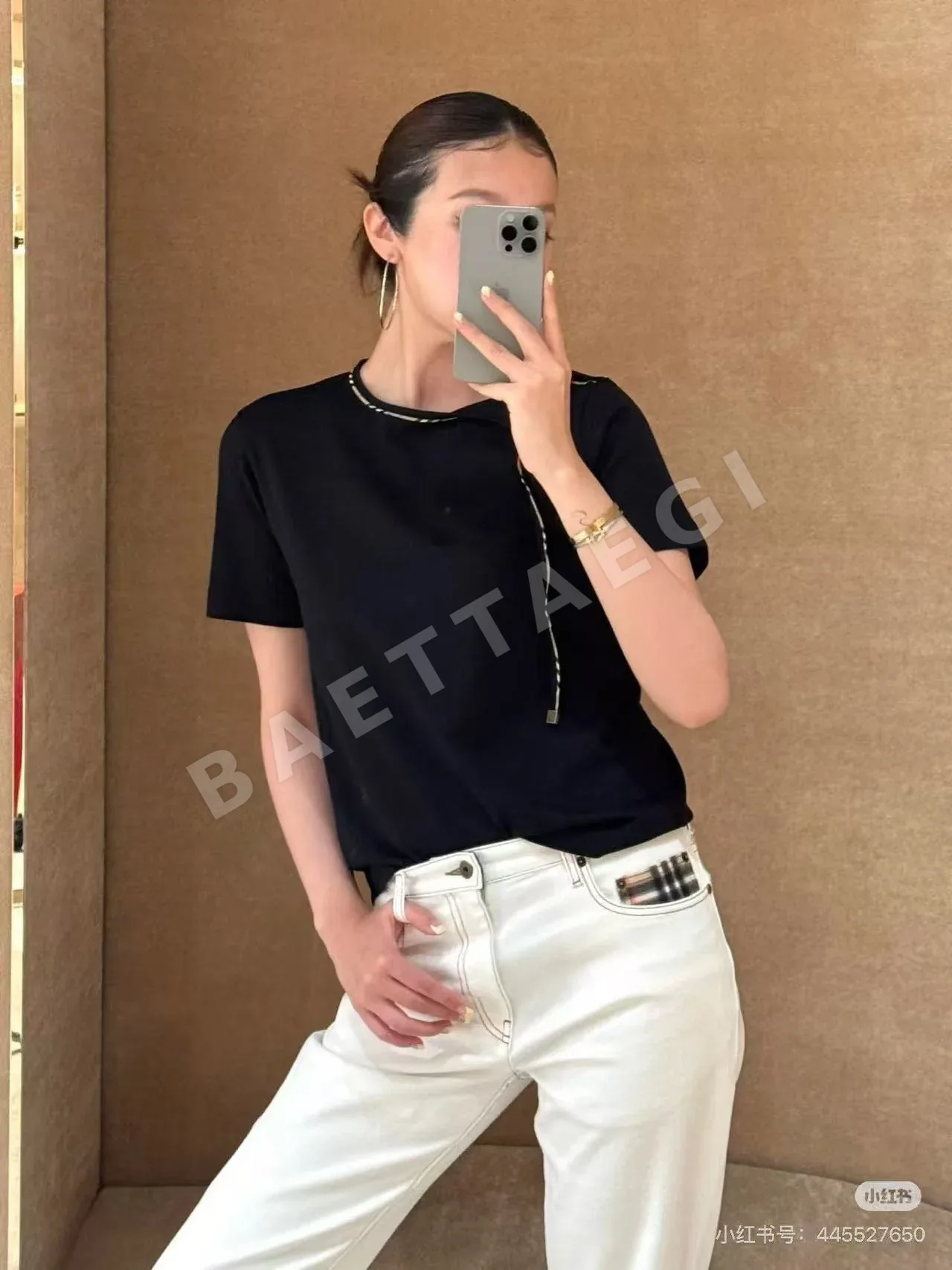 버버리 체크 패치워크 크루넥 반팔 티셔츠 상세 이미지 2
