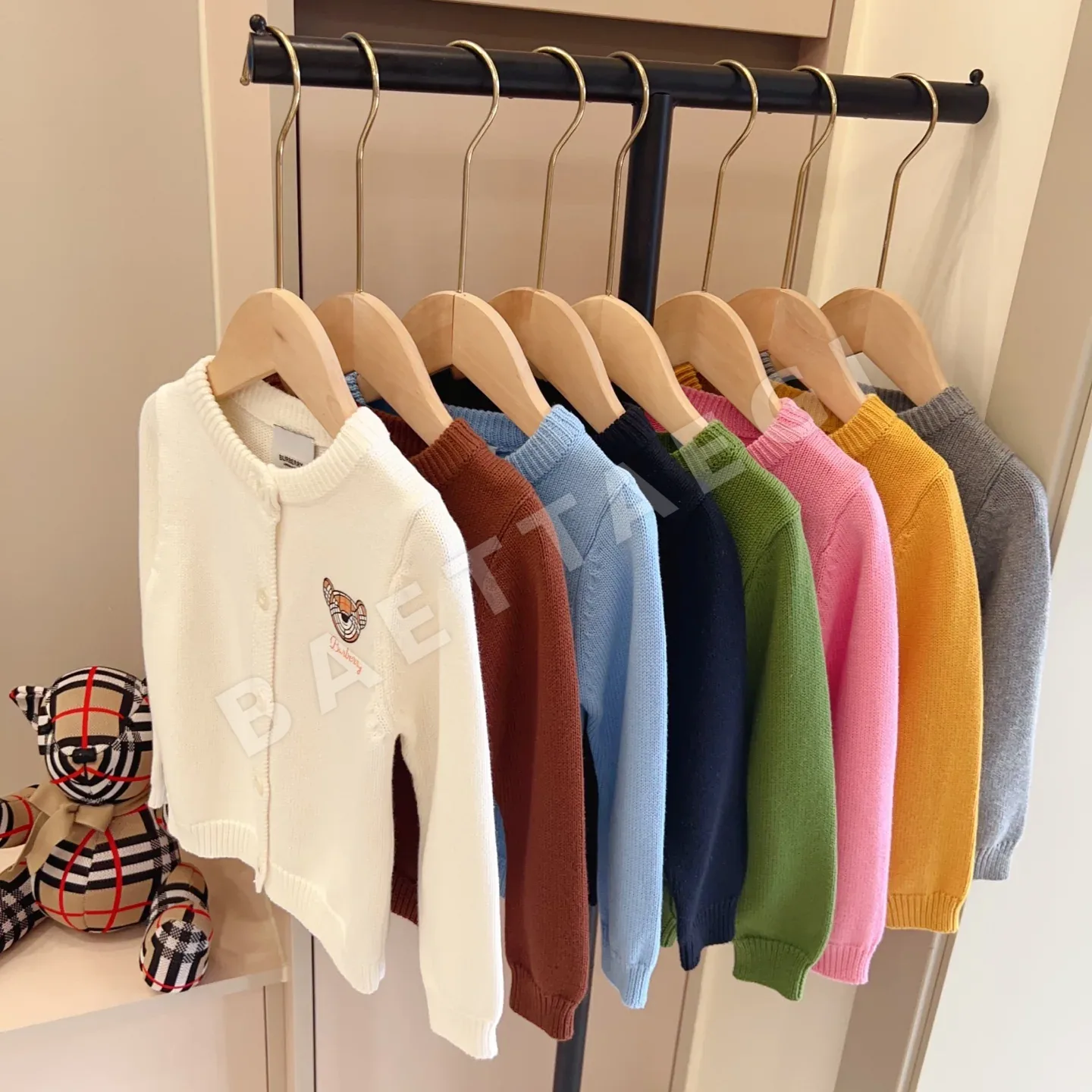 버버리 곰 디자인 코튼 니트 가디건 키즈 상의 저품질 상세 이미지 9