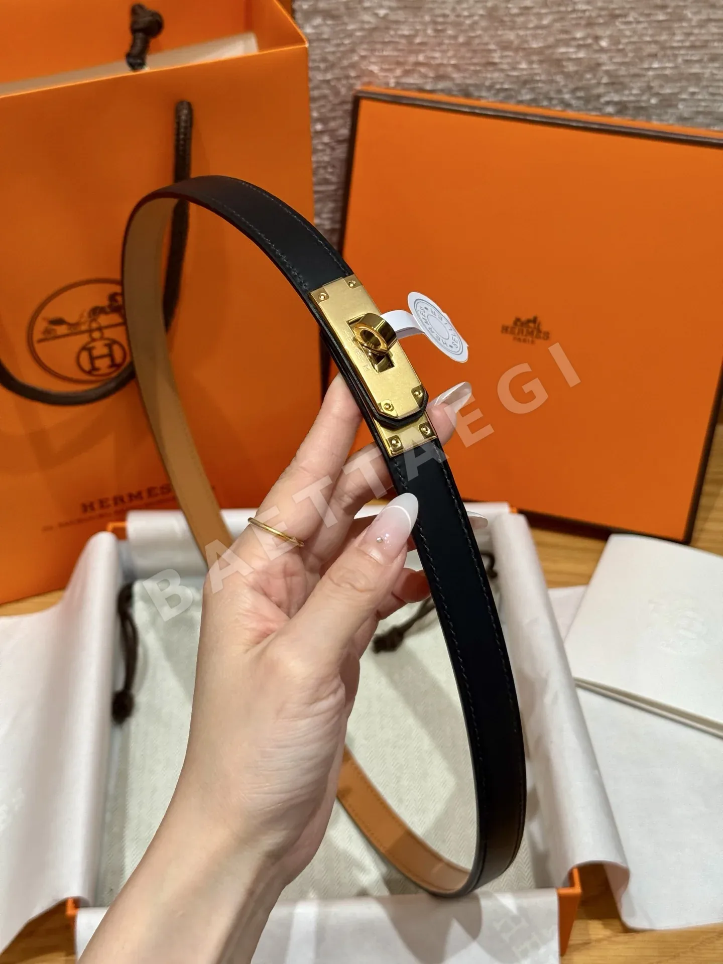 에르메스 켈리 금도금 버클 스위프트 카프스킨 벨트 상세 이미지 9