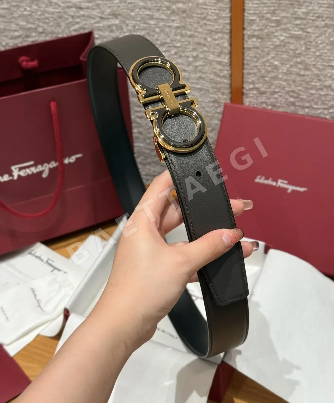 페레가모 간치니 양면 가죽 벨트 상세 이미지 4