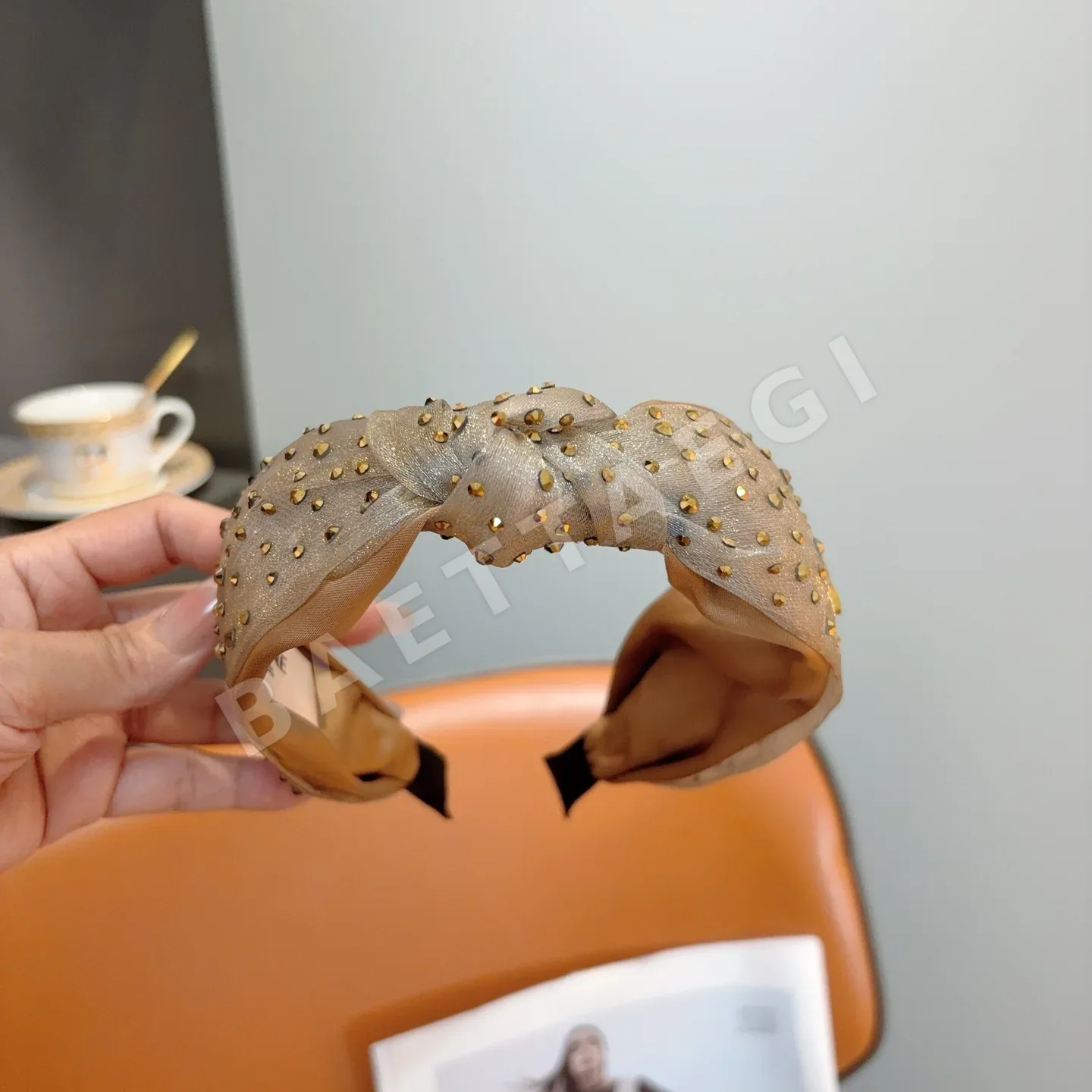 셀린느 큐빅 장식 매듭 폭넓은 헤어밴드 상세 이미지 5