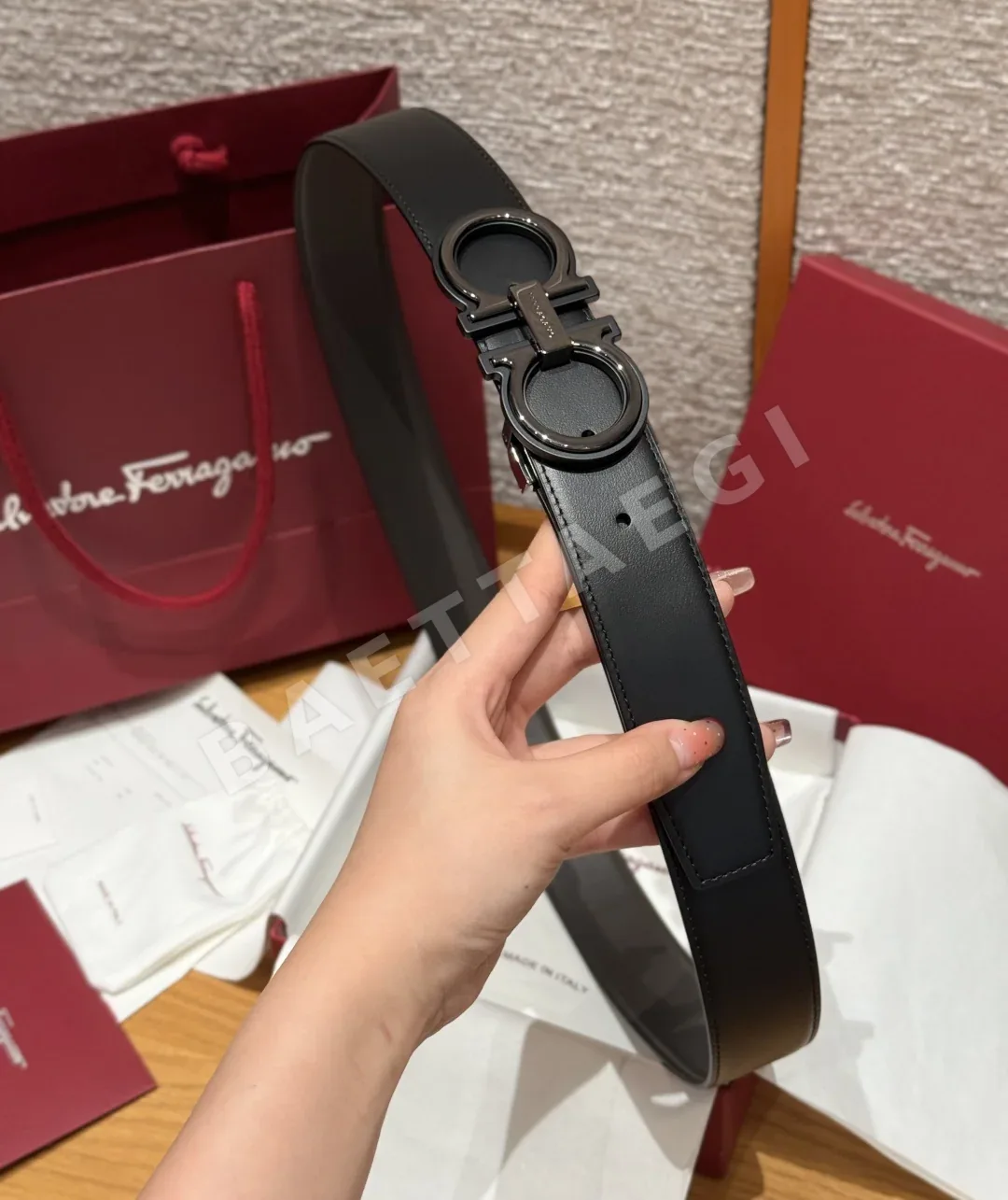 페레가모 간치니 양면 가죽 벨트 상세 이미지 3