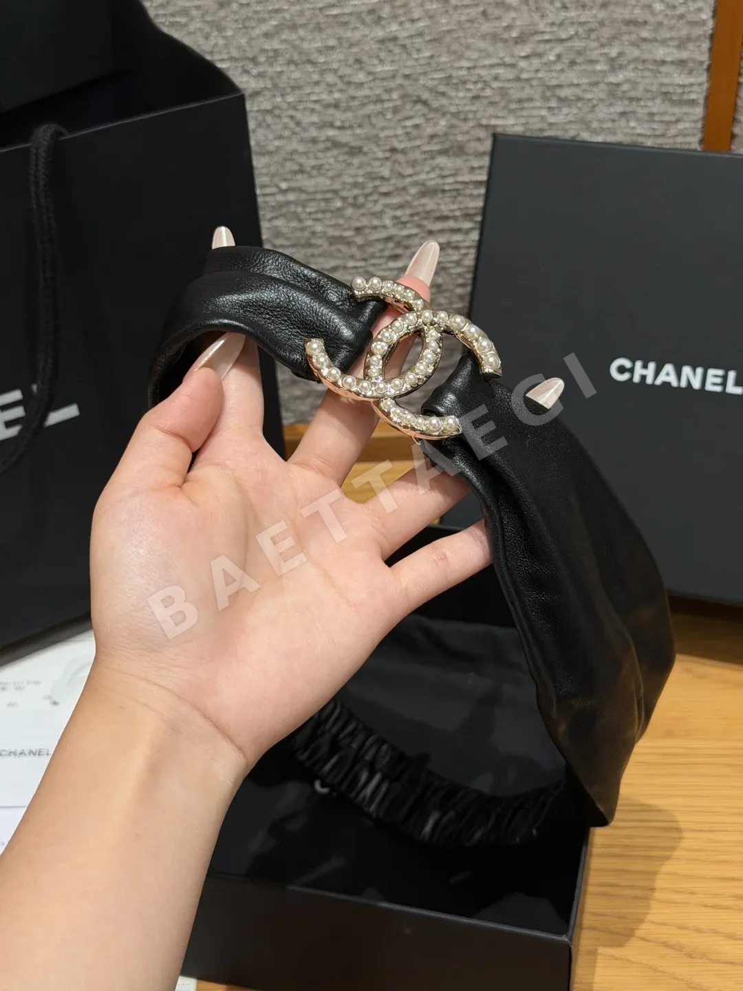 샤넬 진주 더블 C 램스킨 플리츠 벨트 상세 이미지 2