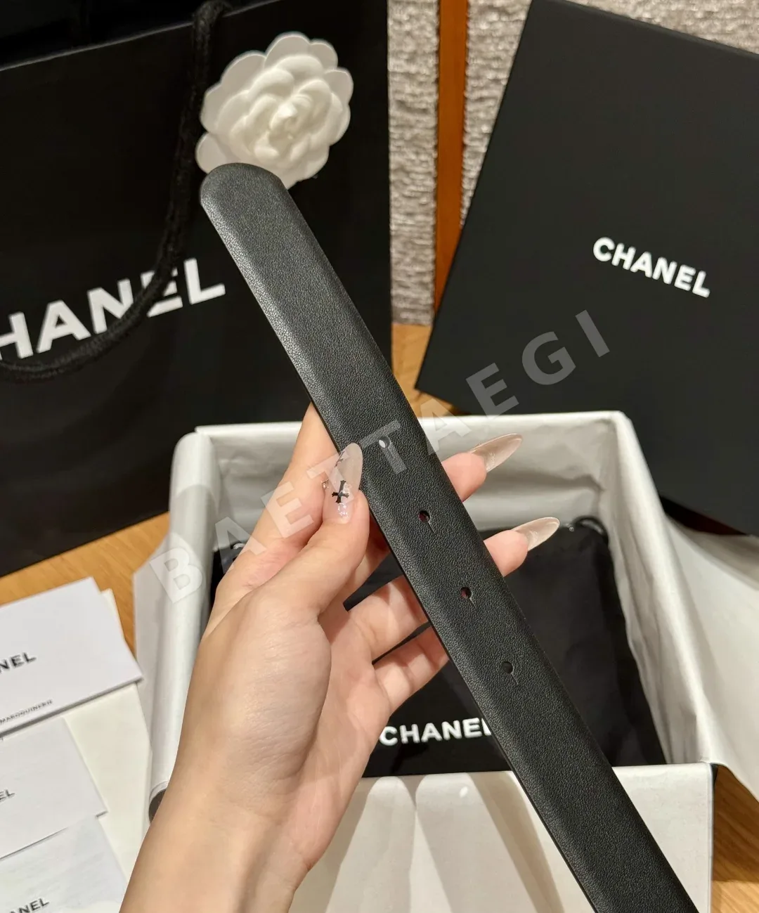 샤넬 클래식 더블 C 골드 버클 소가죽 벨트 상세 이미지 7