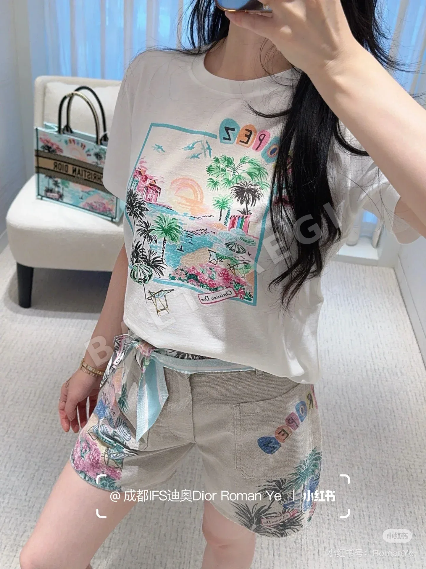디올 생트로페 플라자 홀리데이 린넨 반팔 티셔츠 상세 이미지 2