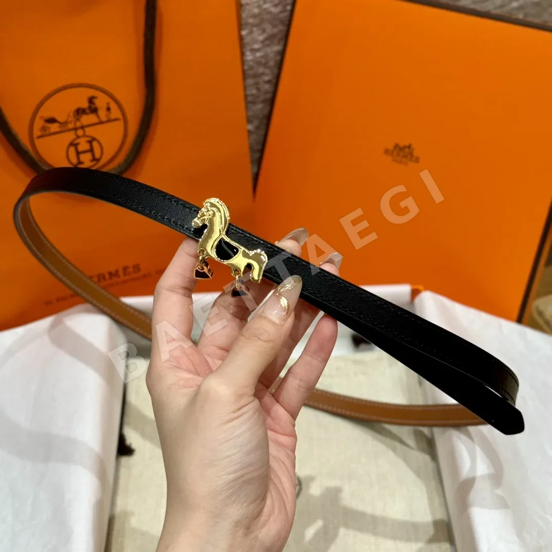 에르메스 글레낭 팔라듐 버클 양면 송아지가죽 벨트 175270