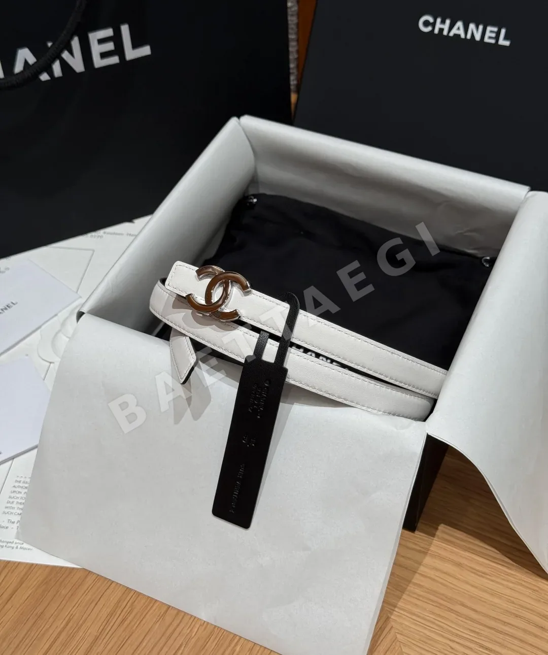 샤넬 더블 C 버클 가죽 벨트 177362