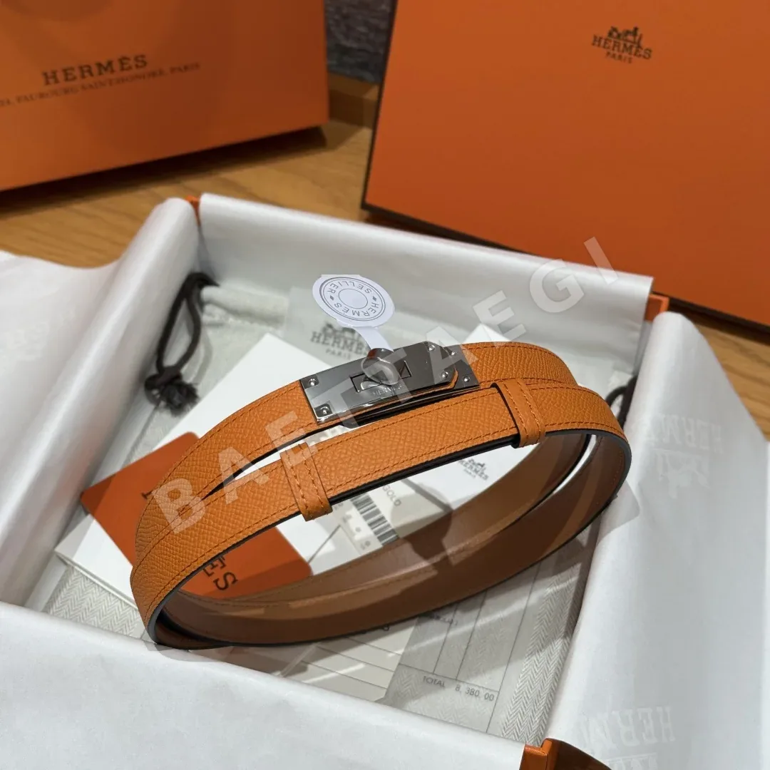 에르메스 켈리 팔라듐 버클 헌터 가죽 벨트 상세 이미지 3