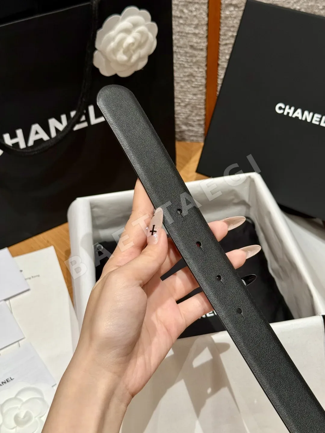 샤넬 클래식 더블 C 골드 버클 소가죽 벨트 상세 이미지 7