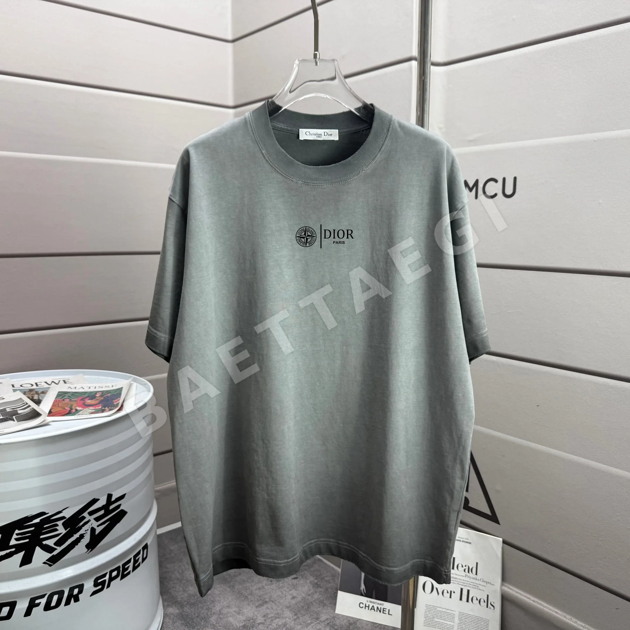 디올 워시드 가공 크루넥 반팔 티셔츠 47514