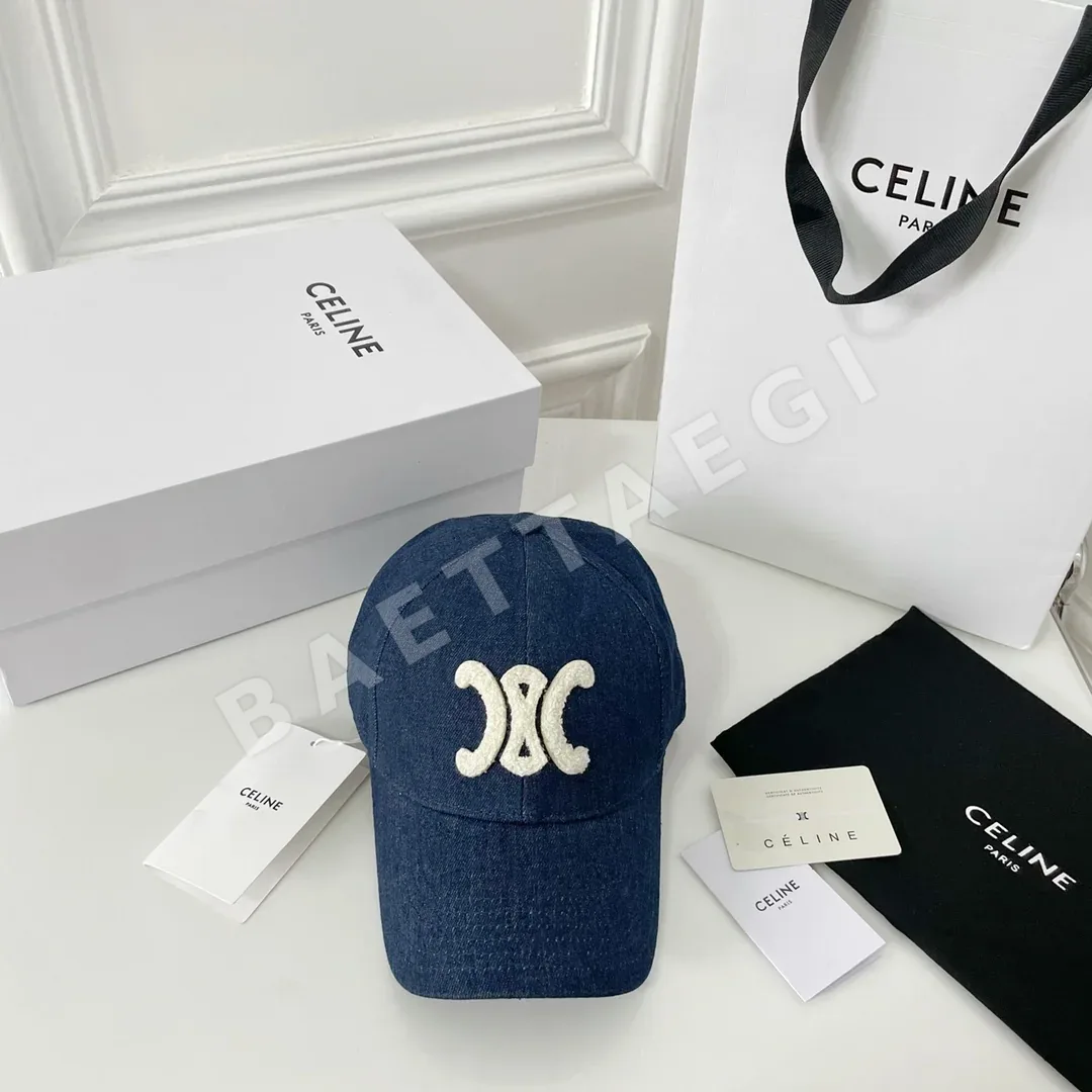 셀린느 다크 블루 데님 자수 베이스볼 캡 83098