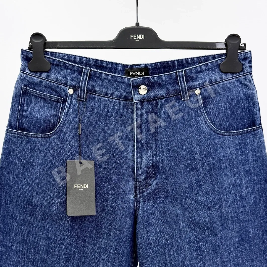 펜디 블루 데님 5 포켓 남성 반바지 상세 이미지 3