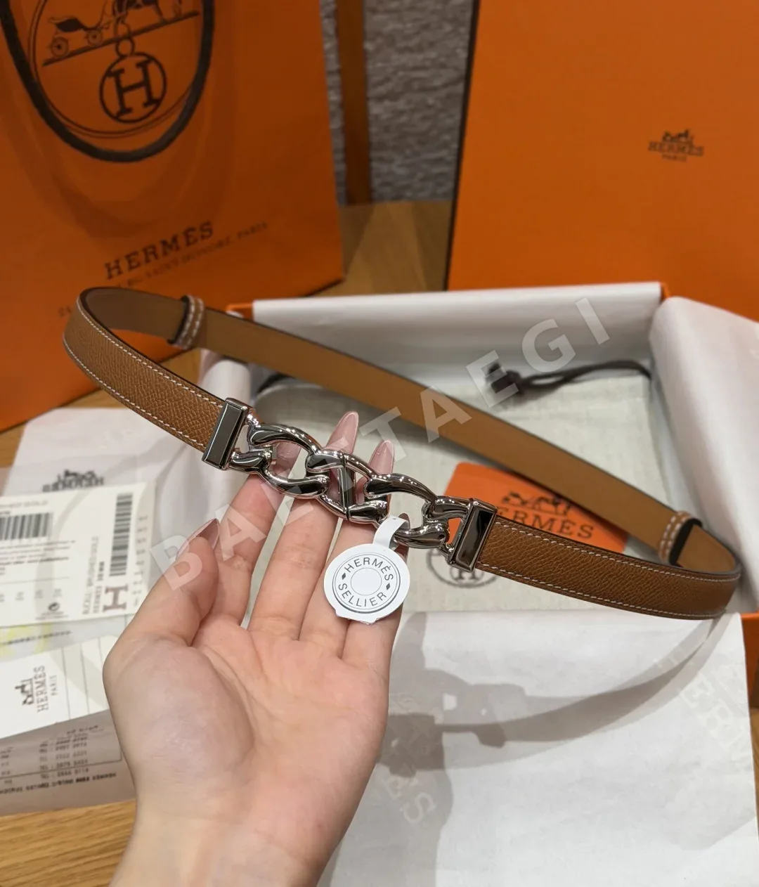 에르메스 H 앵커 체인 18mm 앱송 가죽 벨트 상세 이미지 2