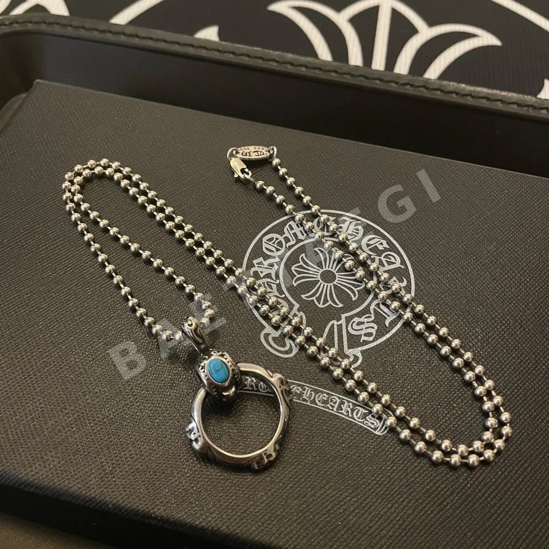 크롬하츠 클래식 레트로 비즈 더블 링 펜던트 목걸이 상세 이미지 3